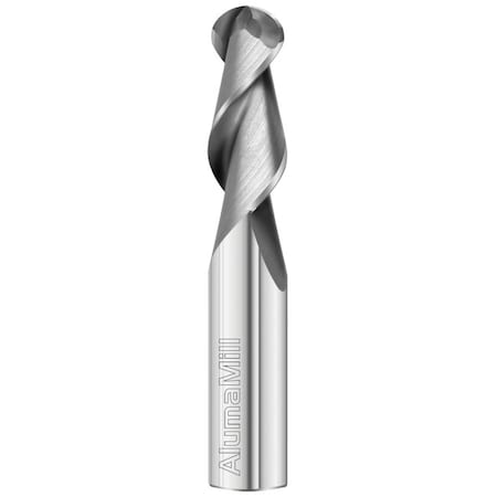 Fullerton Tool 2-Flute - 45 Degree Helix - 3825 AlumaMill HP End Mills, RH Spiral, Ball, Standard, 1/4 38514